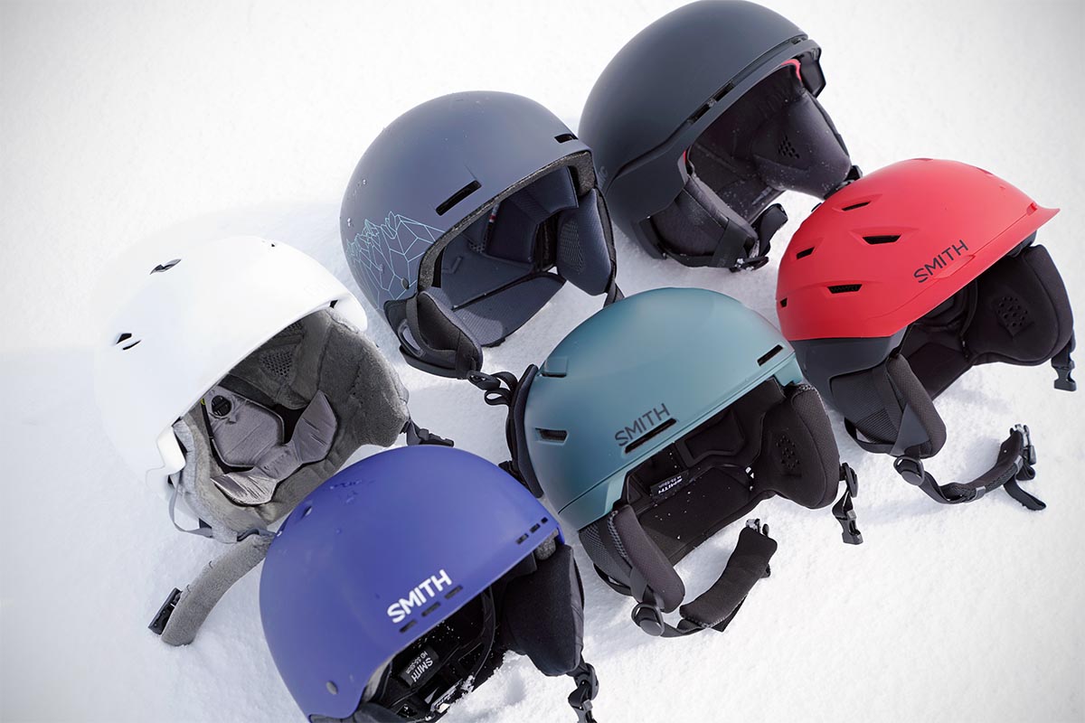 Ski helmets (collection of six on snow)